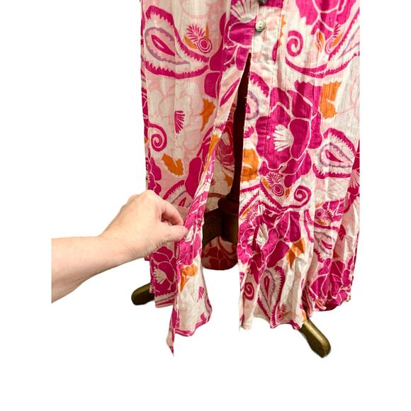 Nicole Miller Small Button Pink Floral Colorful Lightweight Maxi Skirt OR Dress - Picture 9 of 11